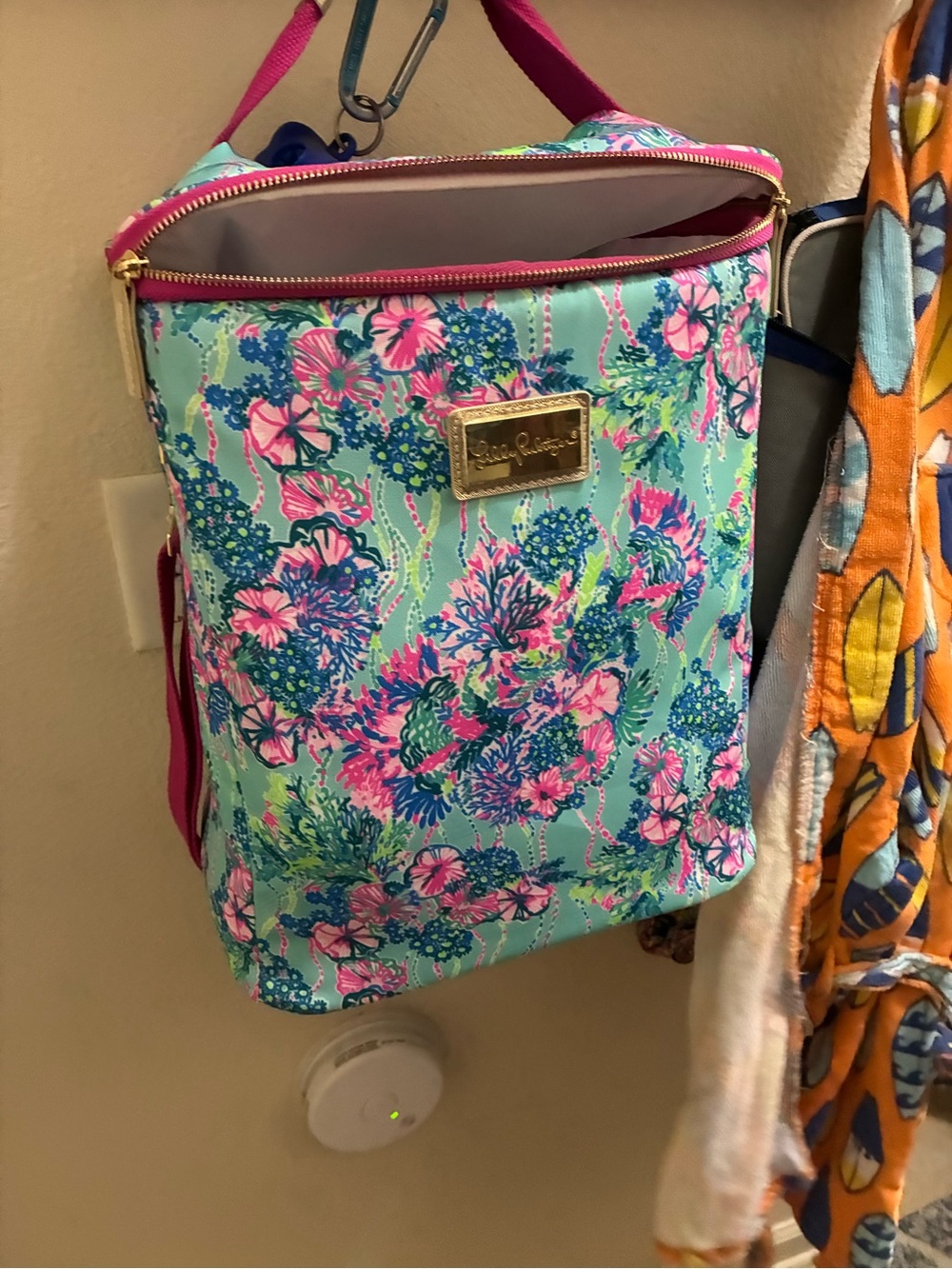 Lilly Pulitzer Aqua Floral Crossbody with Pink Accents